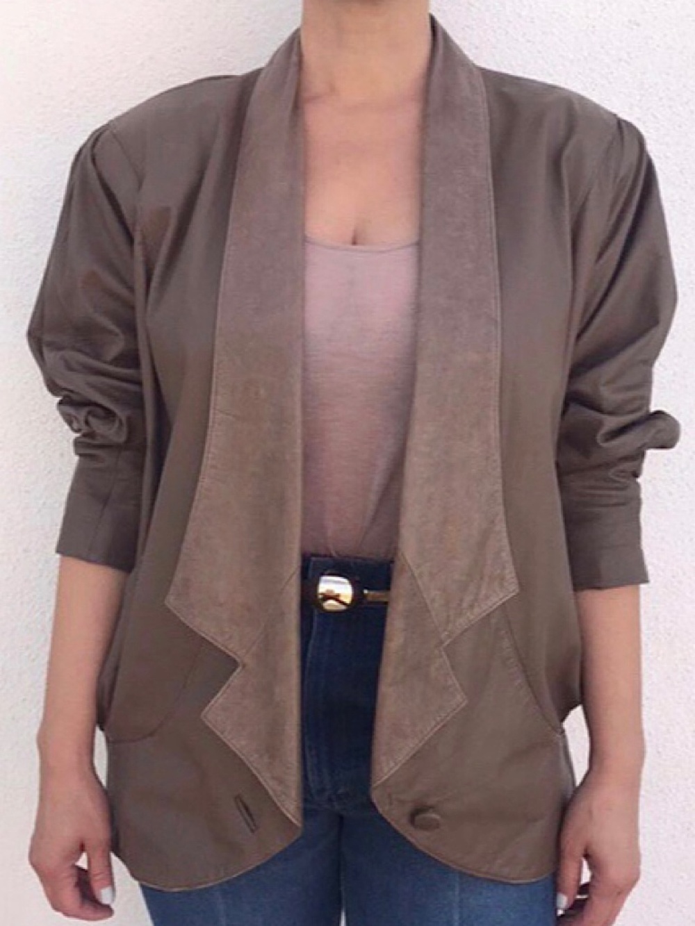 Vintage Taupe Brown Slouchy Leather Jacket